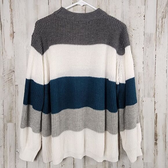 Amaryllis Striped Mock Neck Sweater Size S/M - Picture 2 of 9